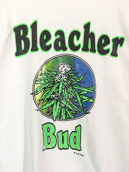 古着 90s USA製 「Bleacher Bud」 大麻 マリファナ ドラッグ メッセージ Tシャツ XL_画像2