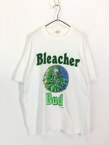 古着 90s USA製 「Bleacher Bud」 大麻 マリファナ ドラッグ メッセージ Tシャツ XL_画像1