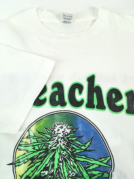 古着 90s USA製 「Bleacher Bud」 大麻 マリファナ ドラッグ メッセージ Tシャツ XL_画像4