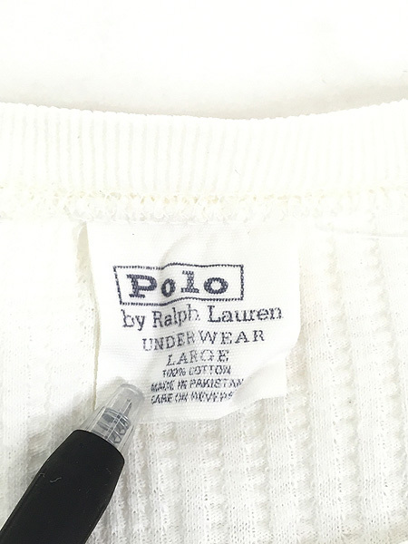 古着 Polo Ralph Lauren ワンポイント ミックス ワッフル ストライプ サーマル シャツ トップス L 古着_画像7