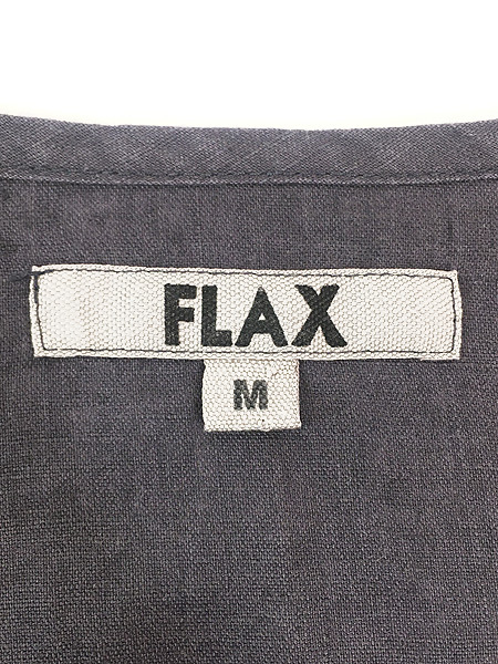 レディース 古着 FLAX ナチュラル デザイン ノーカラー リネン シャツ ジャケット M 古着_画像8