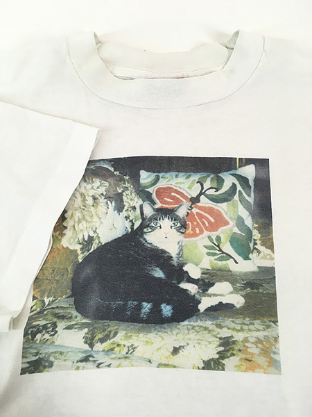 古着 90s USA製 猫 ネコちゃん アニマル フォト アート Tシャツ XL 古着_画像4