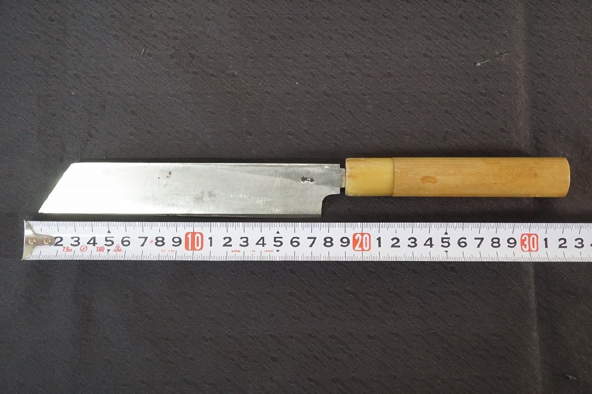 [QS][E4324480] 正本 青鋼 むきもの包丁 剥きもの 和包丁 全長約:320mm 刃長約:175mm 重量約:100g_画像9