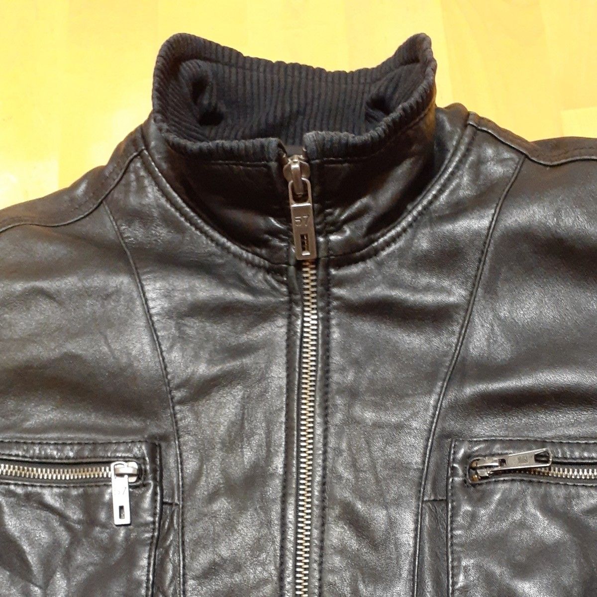 CHEVIGNON 57 Vintage シングルライダースジャケット羊革 表記L CHEVIGNON 57 Vintage シングルライダースジャケット羊革 表記L