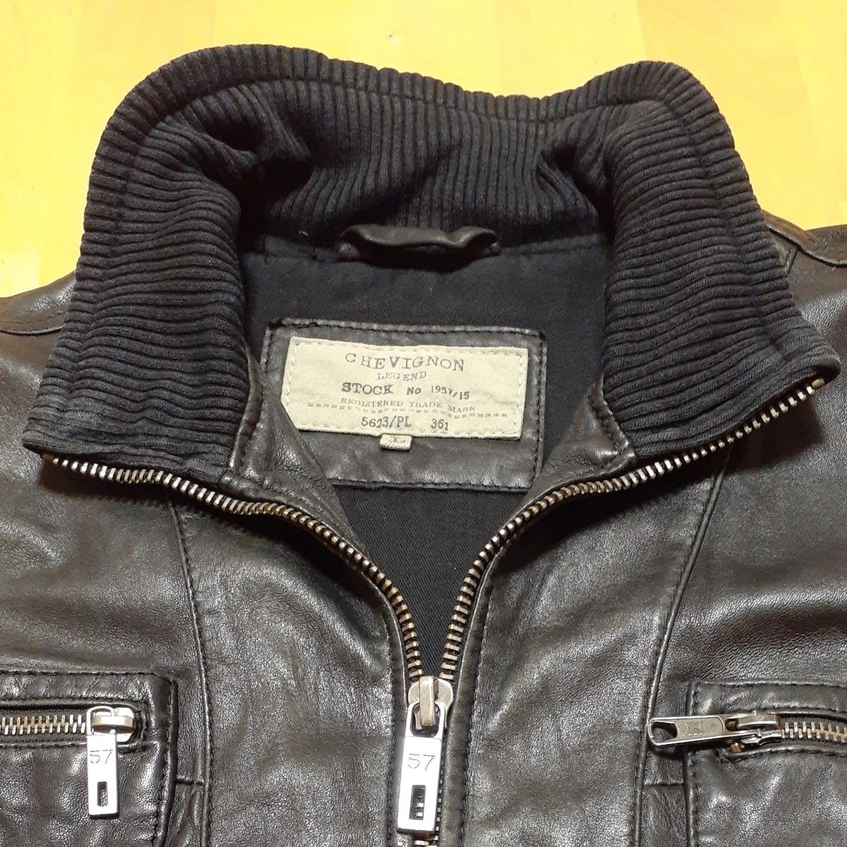 CHEVIGNON 57 Vintage シングルライダースジャケット羊革 表記L CHEVIGNON 57 Vintage シングルライダースジャケット羊革 表記L