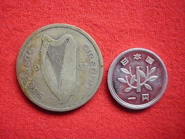 ♭世界の銀貨　IRELAND (Irish Free State) FLORIN 1934- (.750 silver)　外径約28.45㎜　量目約10.88g　中古並品～_画像1