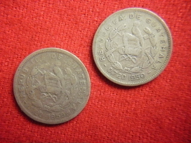 ♭世界の銀貨 REPUBLICA DE GUATEMALA 5 CENTAVOS (.720 silver) ８枚一括 外径約15.9㎜～ 総量目約12.55g 中古並品～の画像9