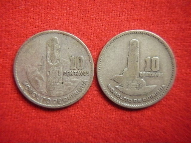 ♭世界の銀貨 REPUBLICA DE GUATEMALA 10 CENTAVOS (.720 silver) ８枚一括 外径約20.35㎜～ 総量目約25.33g 中古並品～の画像6