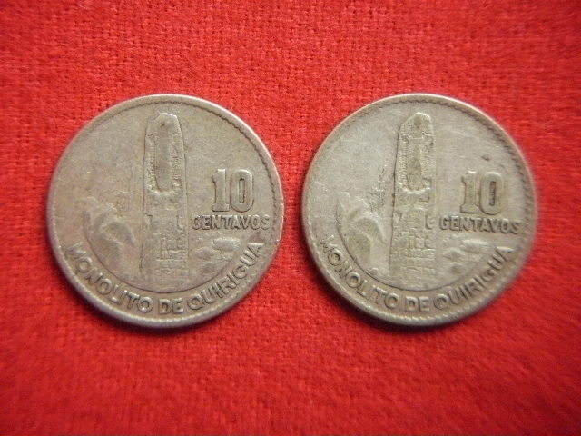 ♭世界の銀貨 REPUBLICA DE GUATEMALA 10 CENTAVOS (.720 silver) ８枚一括 外径約20.35㎜～ 総量目約25.33g 中古並品～の画像8