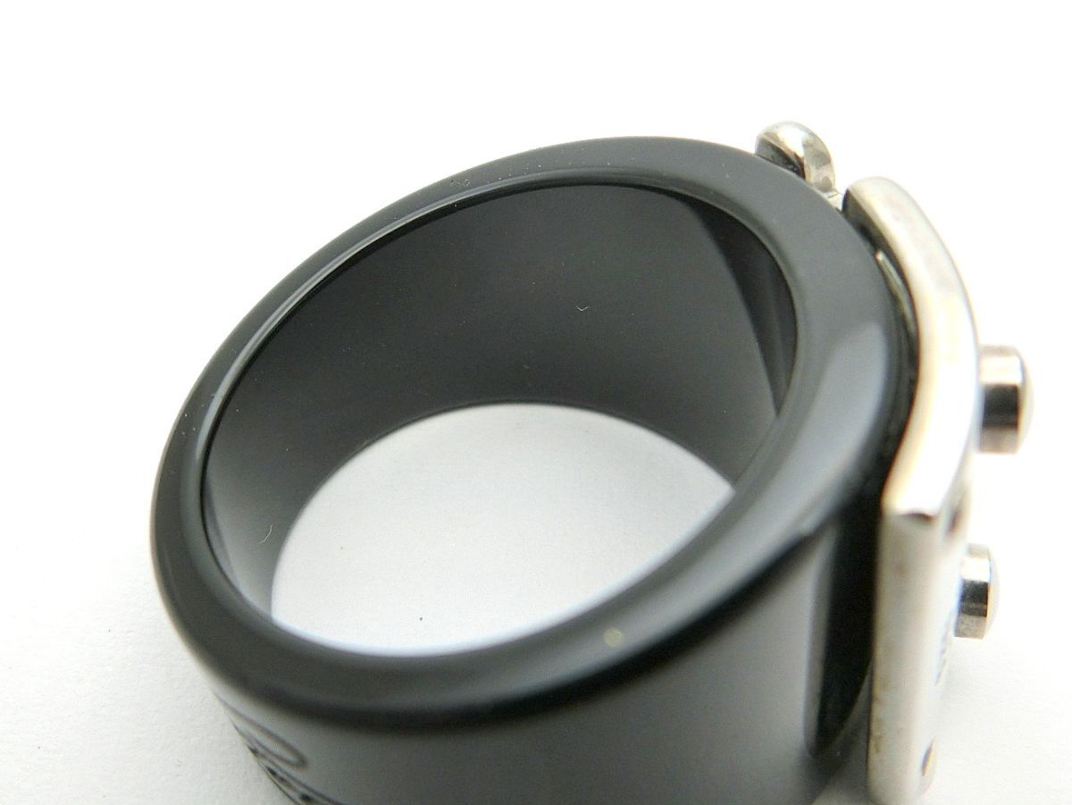 1000 jpy start ring ring LOUIS VUITTON Louis Vuitton bar g lock mi-L GA0192 black × silver plastic accessory 3 C201