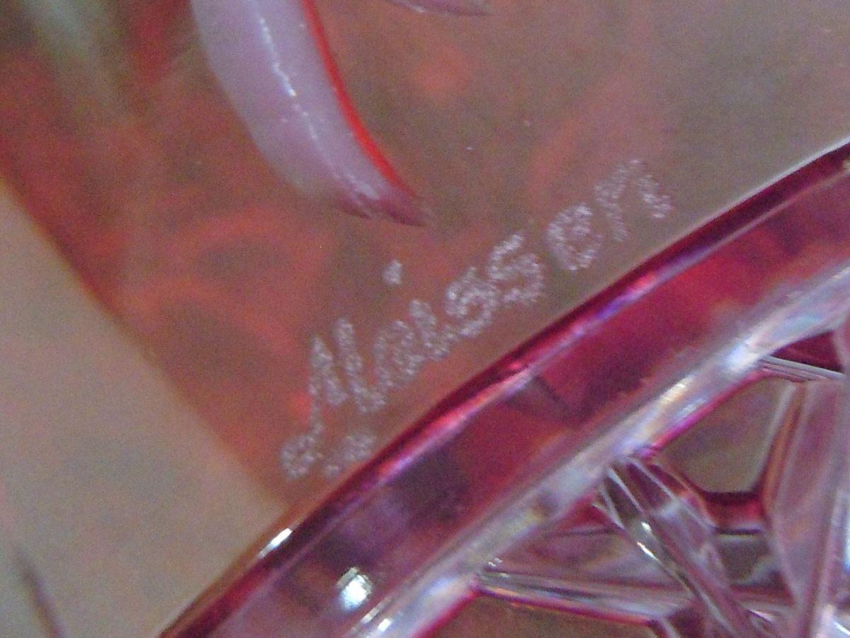 1000 иен старт ваза MEISSEN Meissen crystal порез . красный красный цветочный принт калибр 10.7× высота 28cm цветок основа ваза для цветов принадлежности иметь 4 E①806