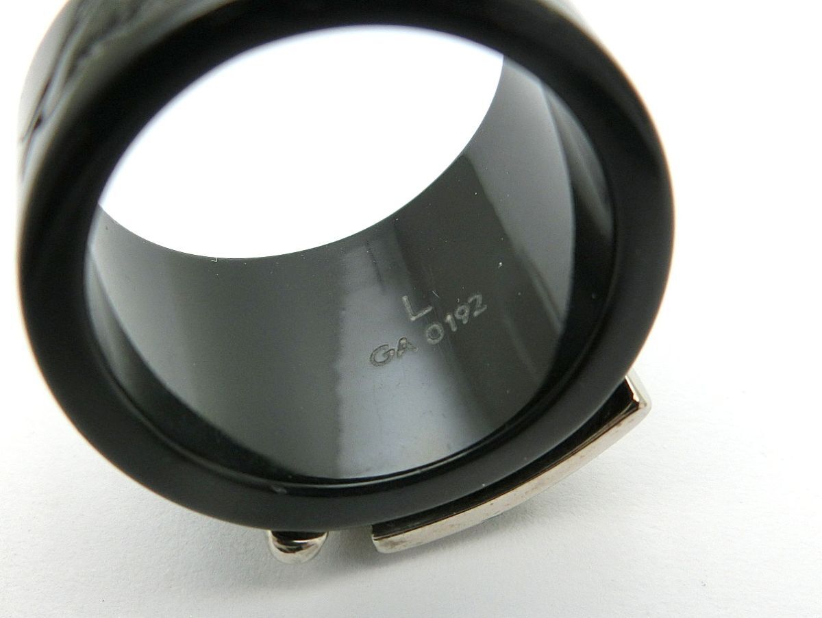 1000円スタート 指輪 リング LOUIS VUITTON ルイヴィトン バーグロックミー L GA0192 ブラック×シルバー プラスチックアクセサリー 3 C201_画像8