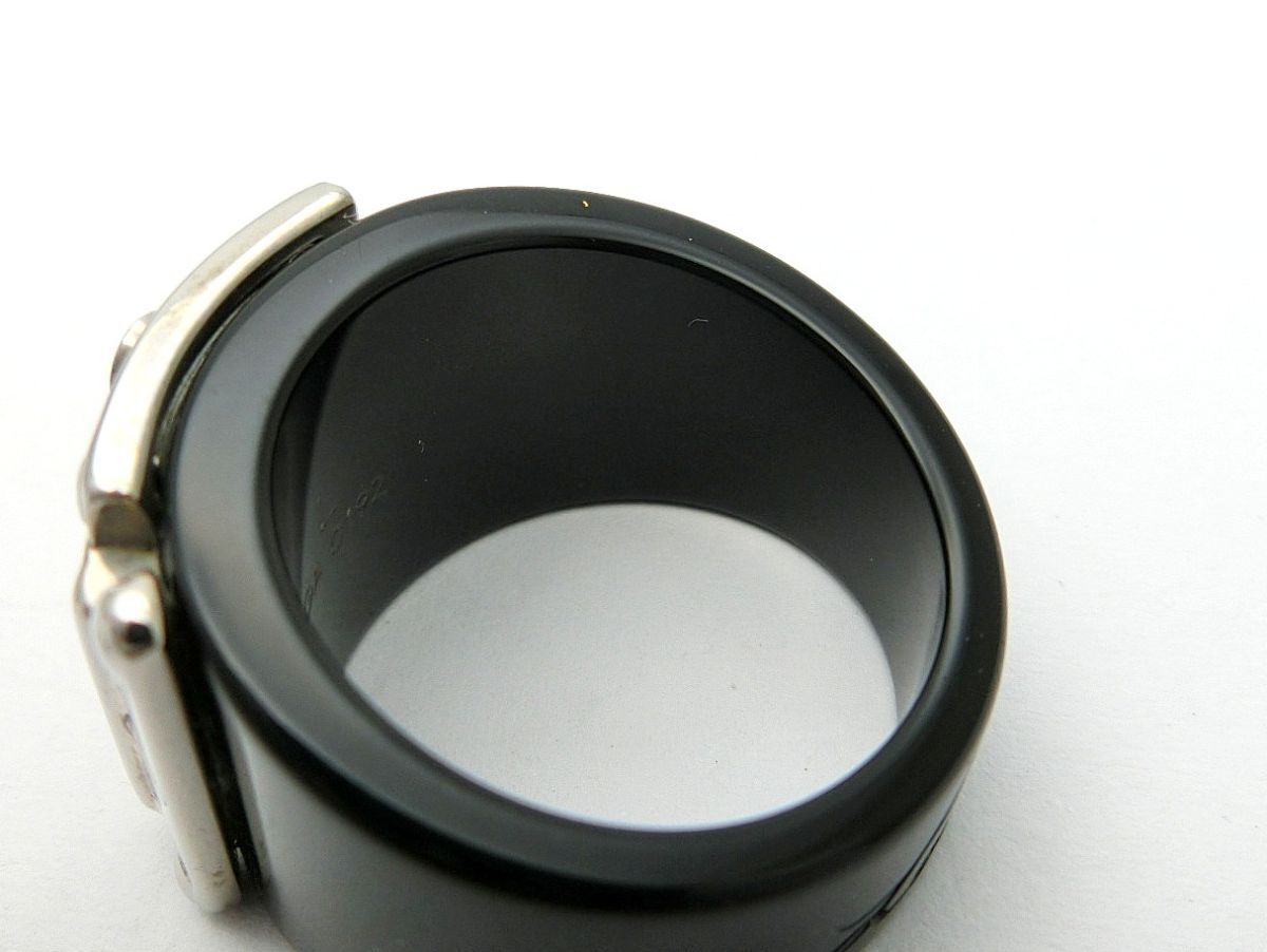 1000 jpy start ring ring LOUIS VUITTON Louis Vuitton bar g lock mi-L GA0192 black × silver plastic accessory 3 C201