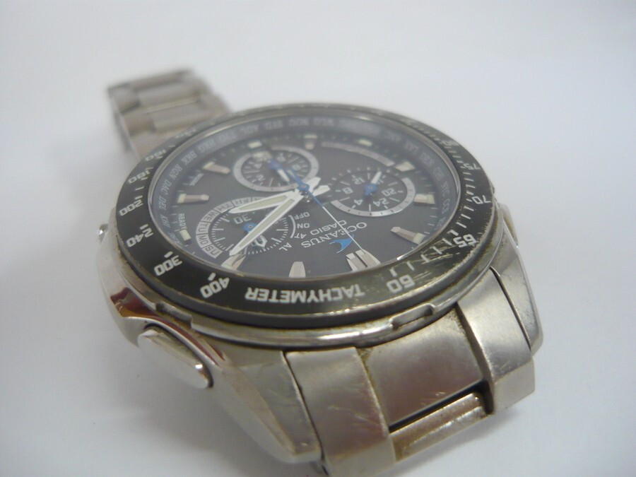 1000円スタート 腕時計 CASIO カシオ OCEANUS オシアナス 5008 0CW-M800 タフソーラー クロノグラフ デイト ブラック文字盤 WHO F10016_画像7