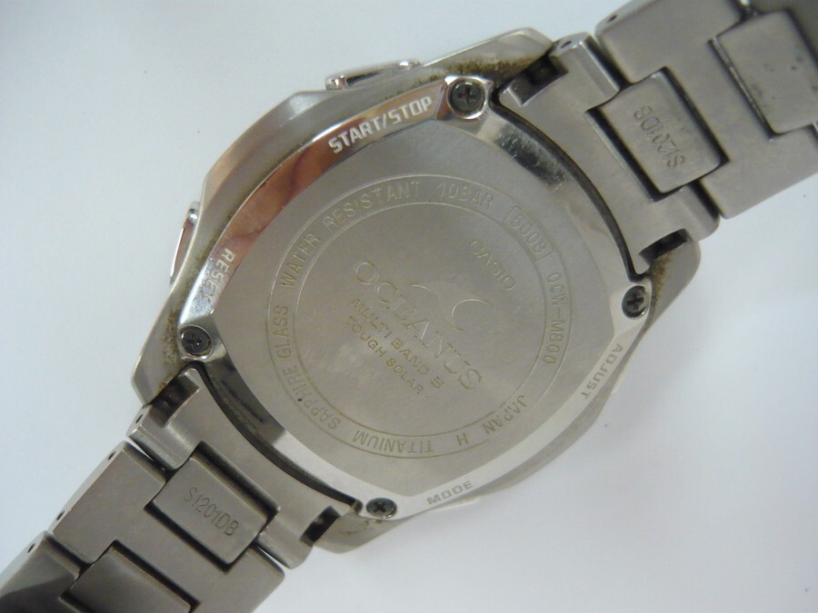 1000円スタート 腕時計 CASIO カシオ OCEANUS オシアナス 5008 0CW-M800 タフソーラー クロノグラフ デイト ブラック文字盤 WHO F10016_画像6