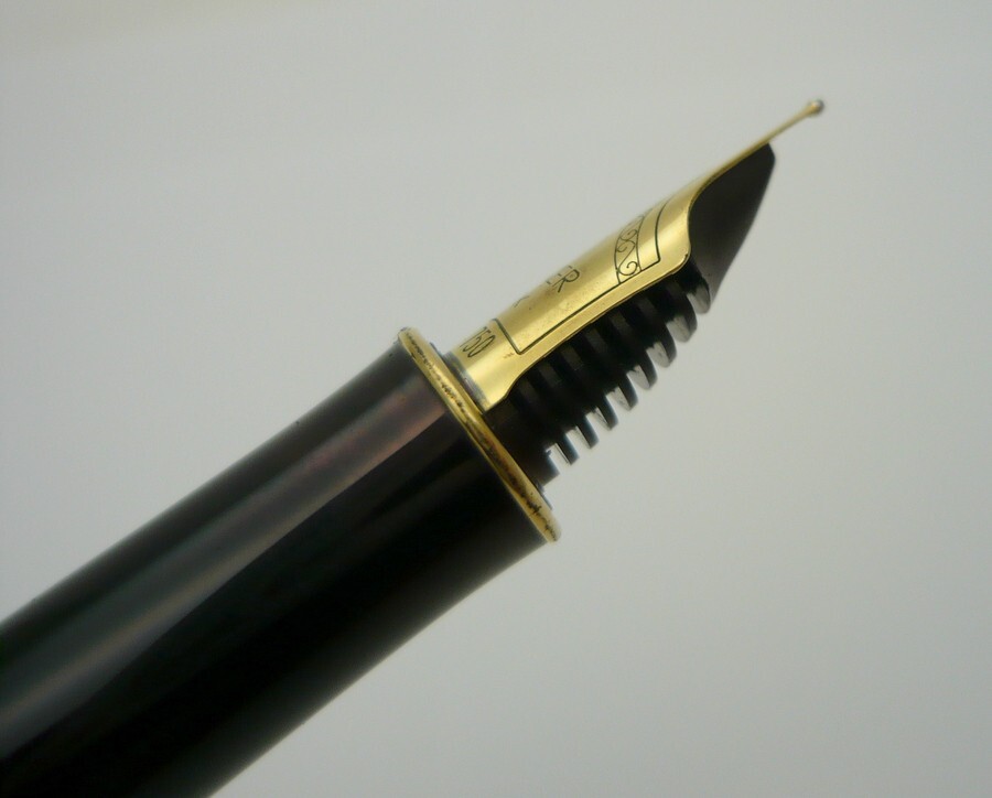 1000円スタート 万年筆 PARKER パーカー SONNET ソネット シズレGT ペン先18K 750 F刻印 シルバー MD925 文房具 筆記用具 4 E10001_画像3