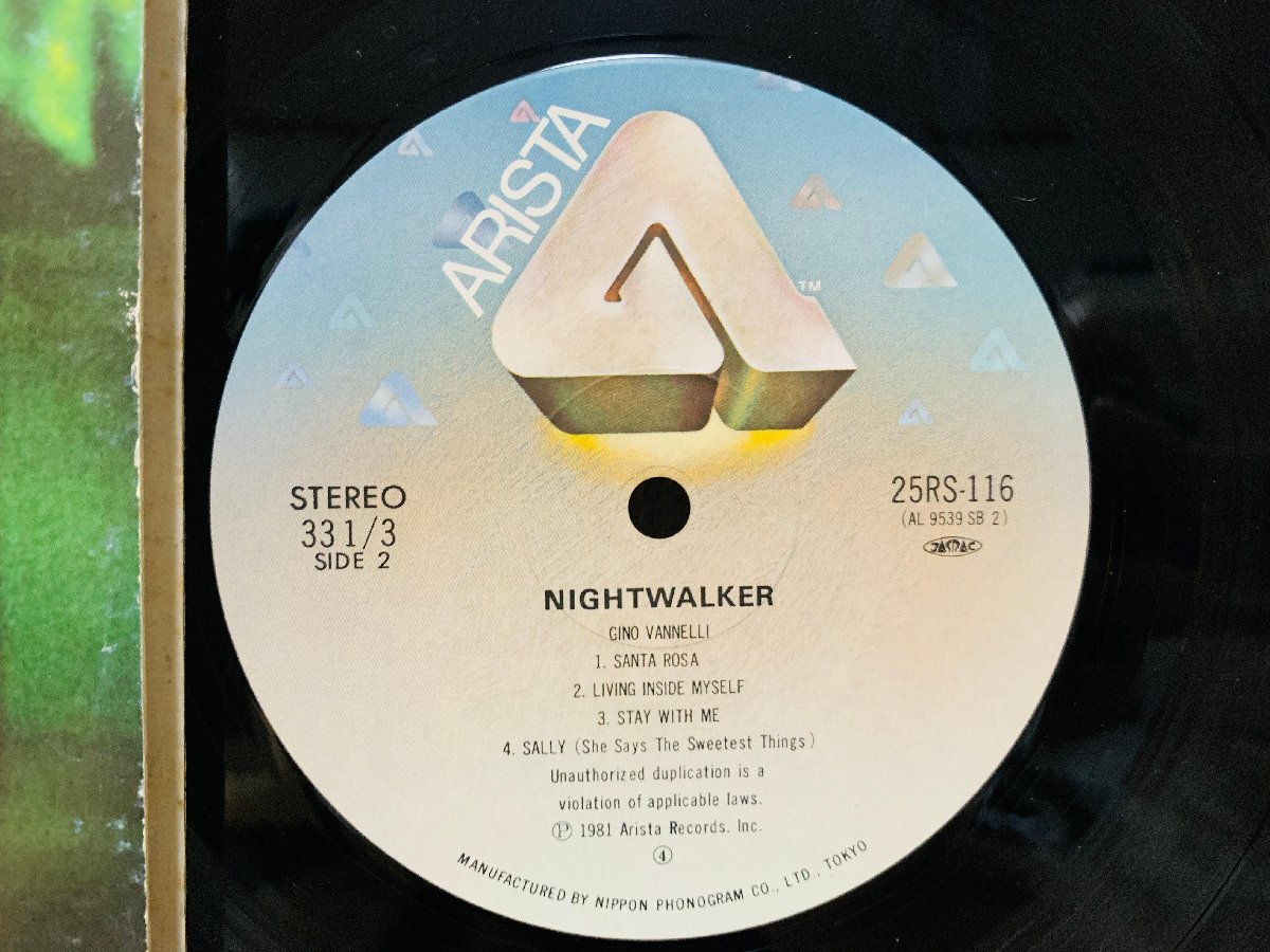 即決LP NIGHTWALKER / GINO VANNELLI / ジノ・バネリ(ジノ・ヴァネリ) ナイトウォーカー / 国内盤 25RS-116 L33_画像2