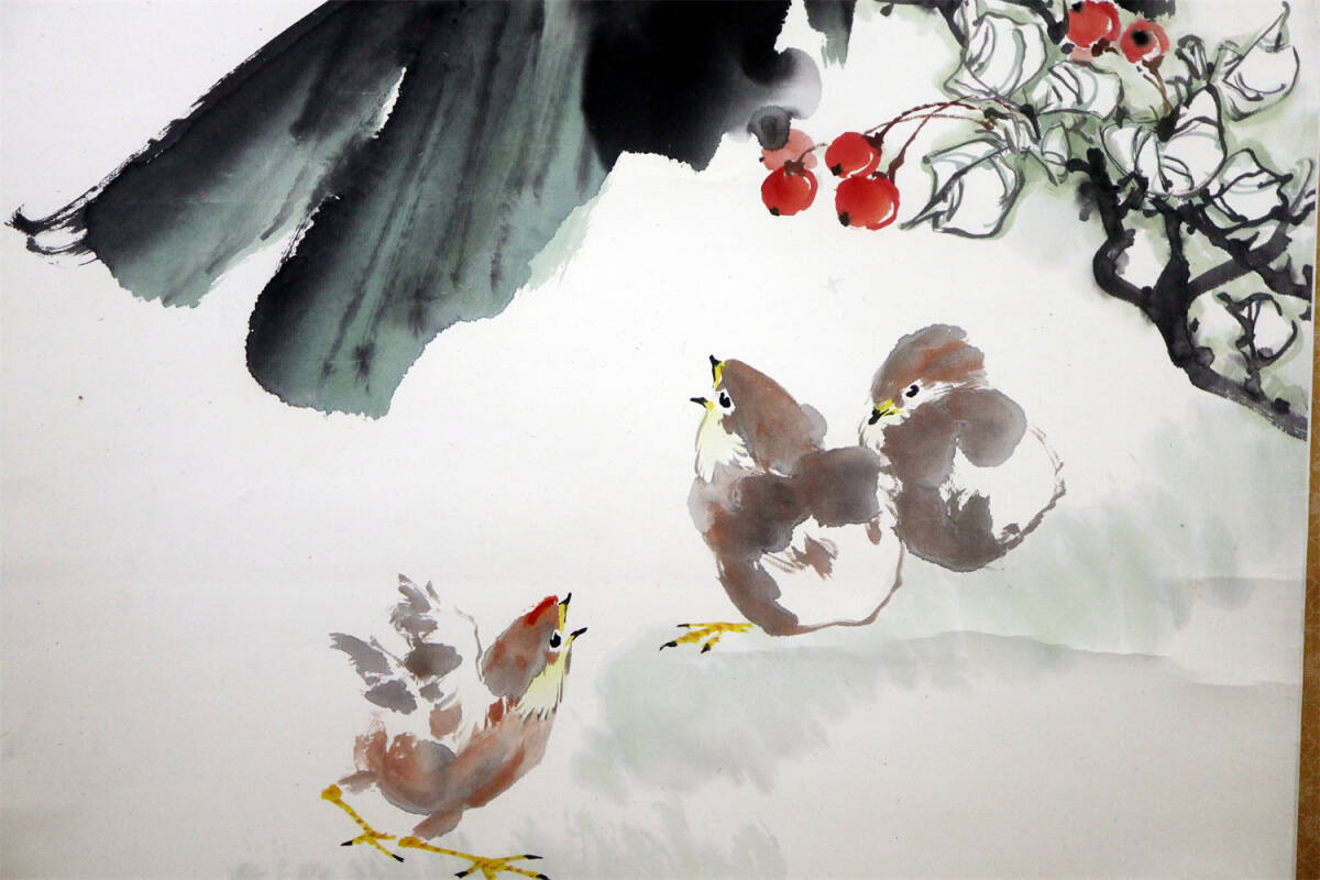 .. middle China fine art association member flowers and birds map . cold ... China paper . hanging scroll autograph guarantee copy paper book@book@ paper (. core ) size : length width approximately 87cm× width approximately 47cm