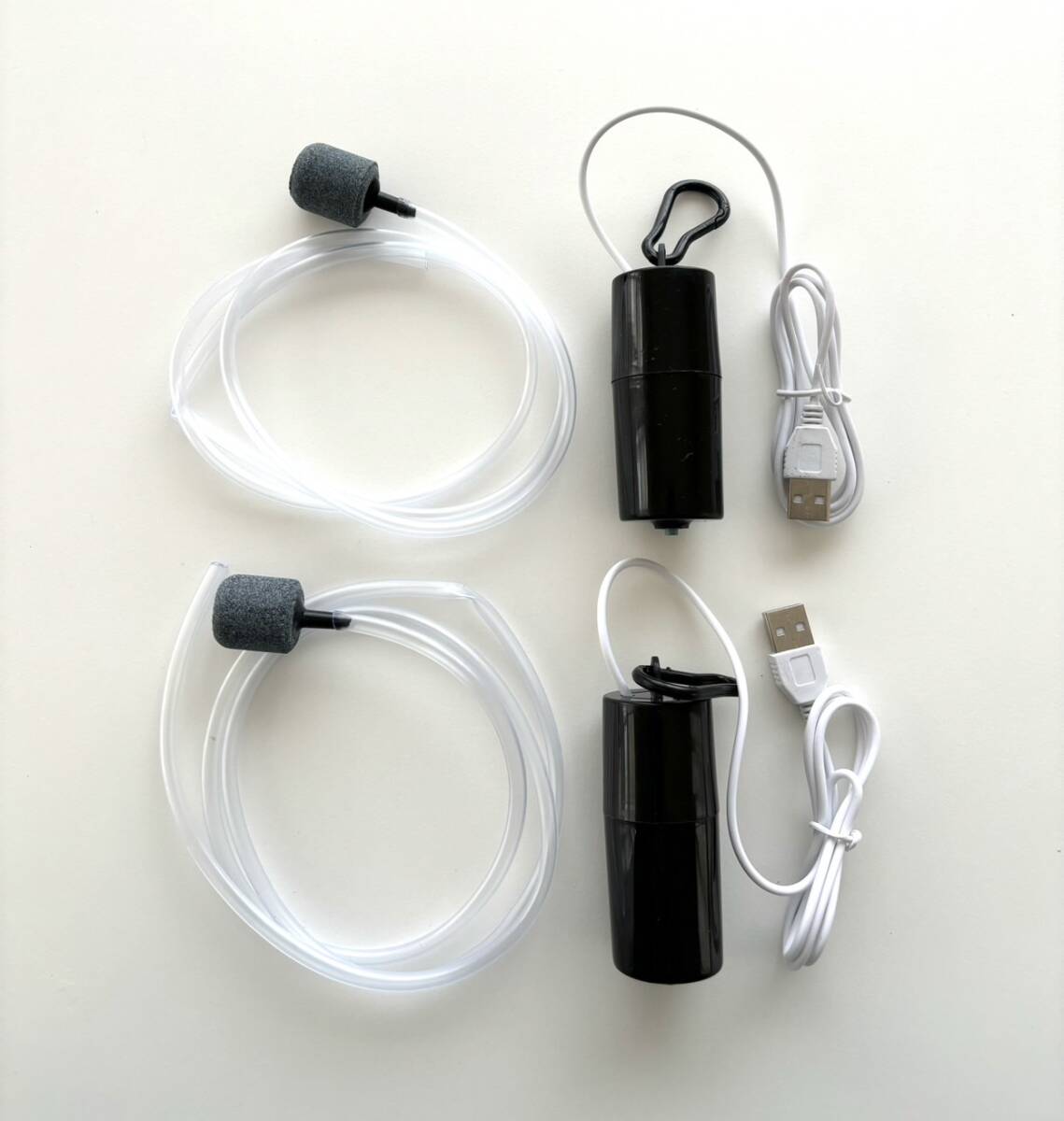 エアーポンプ エアポンプ USB 2個 ポータブル 釣り 水槽 ２個 エアストーン エアーストーン エアチューブ ブクブク 酸素 アクアリウム 
