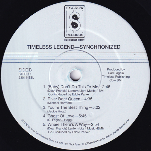 英国LP☆ TIMELESS LEGEND Synchronized（UK Escrow 23011-ESL）タイムレス・レジェンド re-issue ボーナストラック3曲_画像5