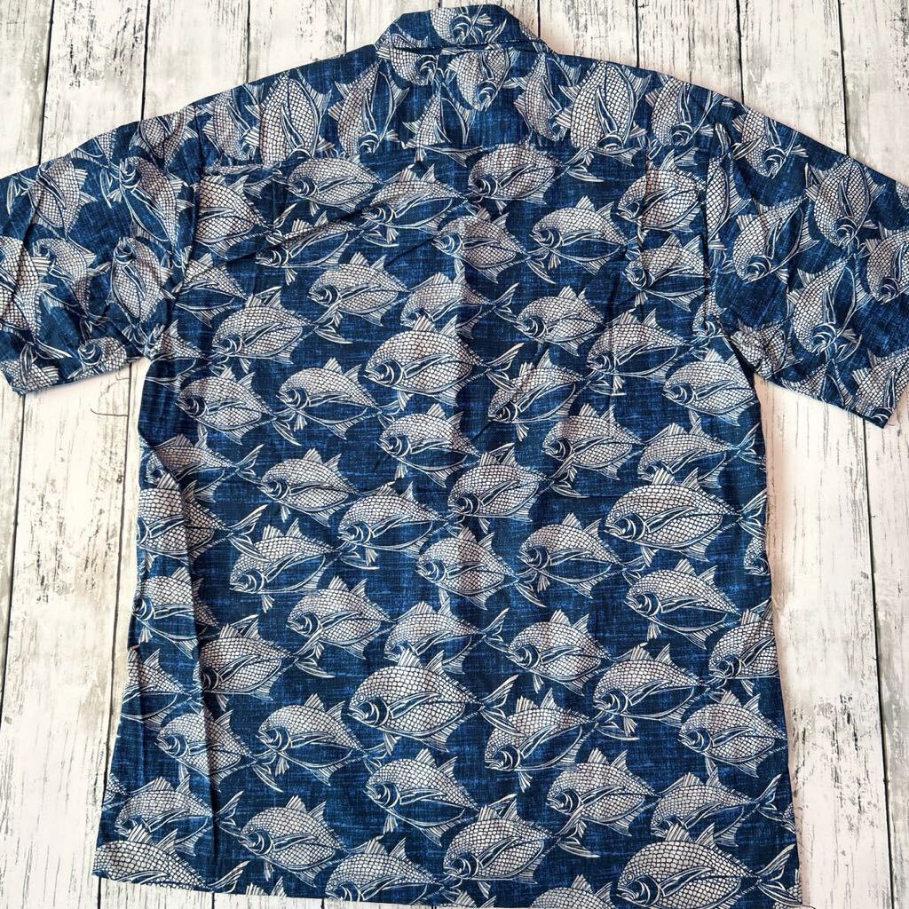 90s USA製 T&L MUUMUU FACTORY HAWAII 総柄 サカナ 鯛 ハワイアン レトロ ビンテージ アロハシャツ_画像6