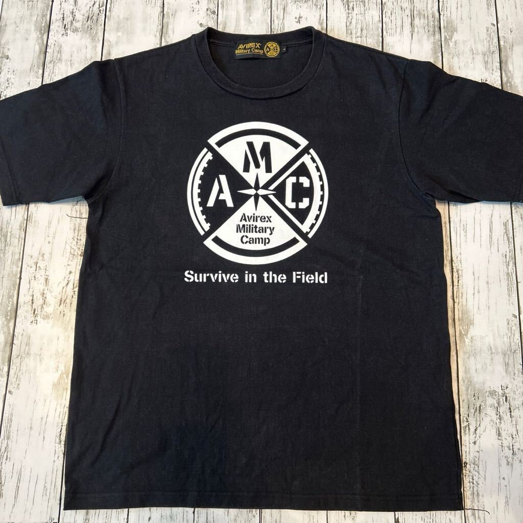 AVIREX Military Camp アヴィレックス Survive in the Field プリント ミリタリー 半袖Tシャツ