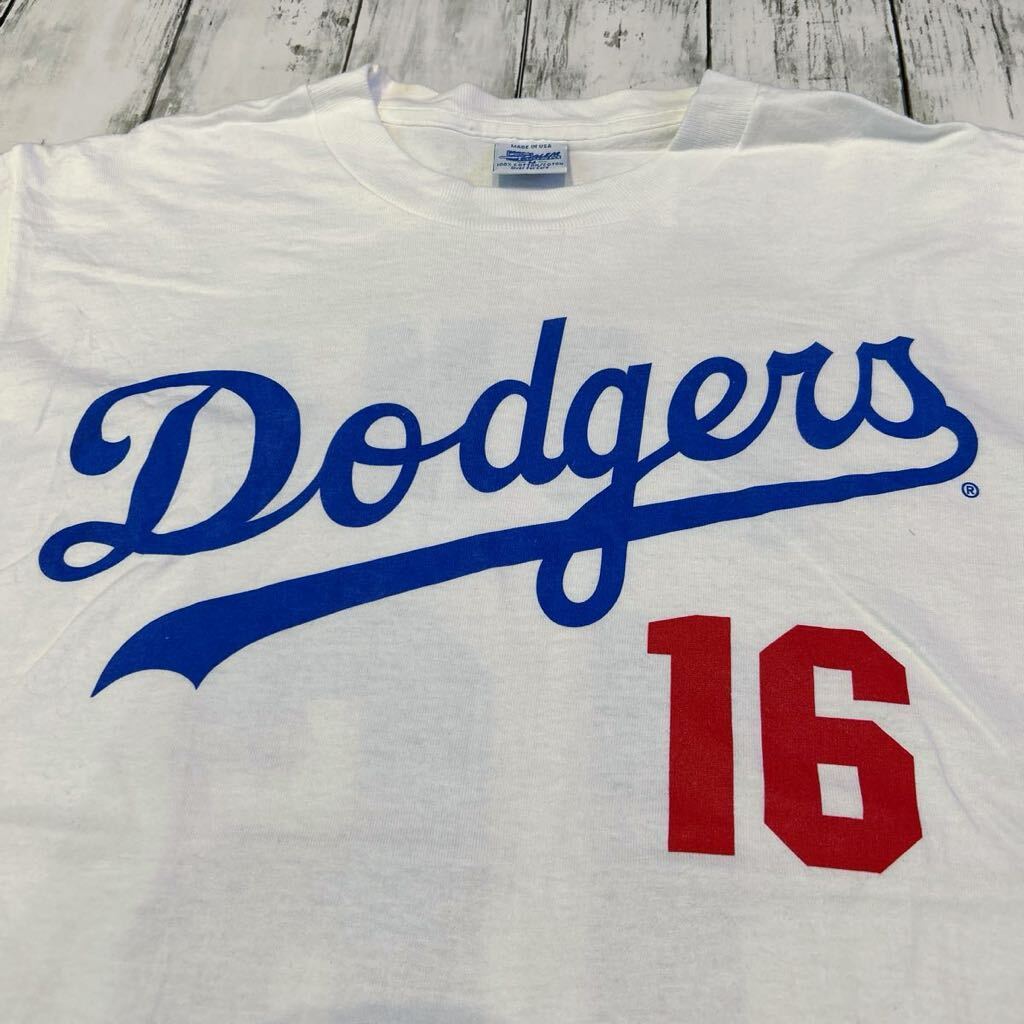 90s USA製 Dodgers ドジャース #16 NOMO 野茂英雄 MLB 1995 プリント ビンテージ 半袖Tシャツ SALEM SPORTSWEAR_画像2