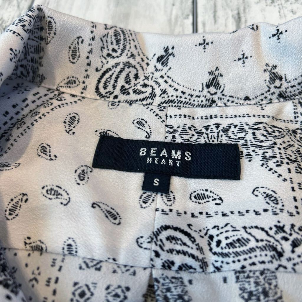 BEAMS HEART ビームス 総柄 柄シャツ 開襟 オープンカラー ペイズリー バンダナ レトロ アート ビンテージ 長袖シャツ ポリエステル100%_画像5