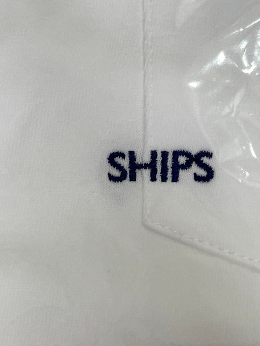 Tシャツ　SHIPS Mサイズ　マイクロサイズロゴ　ネイビー　未開封　半袖　胸ポケット付