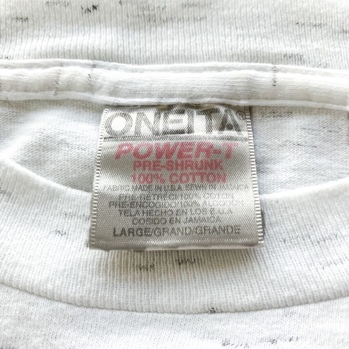 90s USA製 ONEITA LASVEGAS プリント Tシャツ 霜降りホワイト アメカジ ラスベガス オネイタ オニータ L_画像4