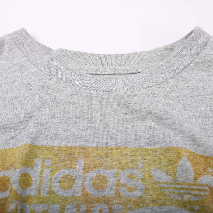 アディダス 半袖Ｔシャツ トップス グラフィックT スポーツウエア メンズ Mサイズ グレー×黄 adidas_画像4