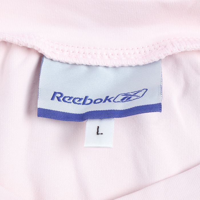 リーボック 半袖Ｔシャツ トップス Vネック スポーツウエア プレイドライ レディース Lサイズ ピンク×白 Reebok_画像3