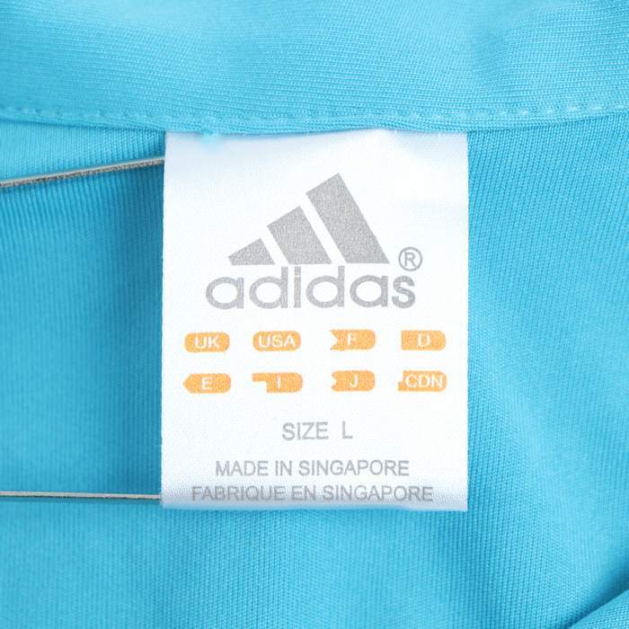 アディダス ポロシャツ トップス キーネック ゴルフウエア レディース Lサイズ 水色×白 adidas_画像3