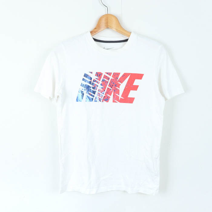 ナイキ 半袖Ｔシャツ トップス ロゴT ラメ スポーツウエア キッズ 男の子用 Mサイズ 白×赤×青 NIKE_画像1