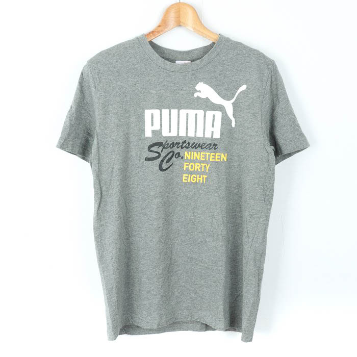 プーマ 半袖Ｔシャツ トップス ロゴT スポーツウエア コットン メンズ Sサイズ グレー×白×黒 PUMA_画像1