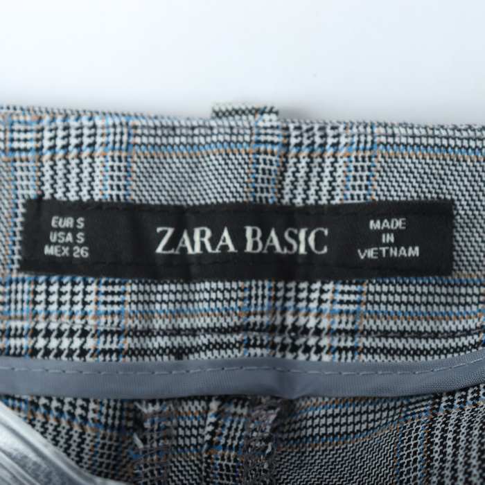 ザラベーシック パンツ ボトムス チェック柄 スーツ レディース Sサイズ グレー ZARA BASIC_画像3