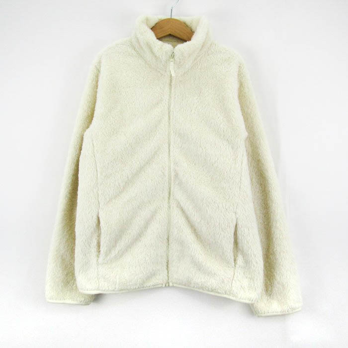 ユニクロ ブルゾン ジャケット アウター ボアフリース キッズ 女の子用 150サイズ ホワイト UNIQLO