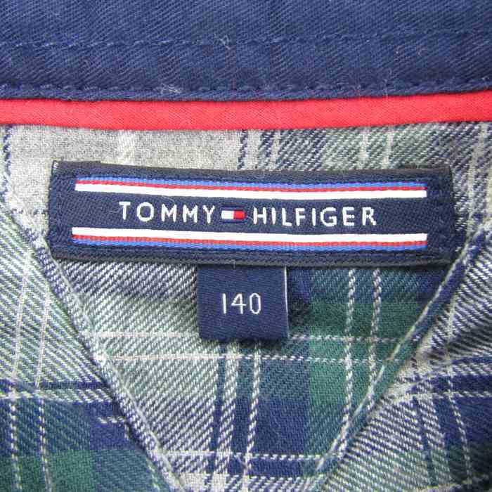 トミーヒルフィガー 長袖シャツ トップス チェック柄 胸ポケット キッズ 男の子用 140サイズ 緑×グレー TOMMY HILFIGER_画像3