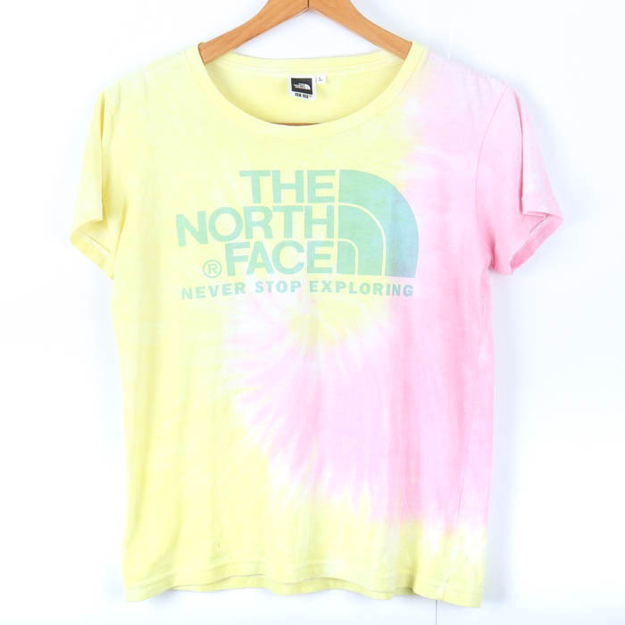 ザノースフェイス 半袖Ｔシャツ トップス アウトドア TEK TEE レディース Lサイズ イエロー ピンク THE NORTH FACE_画像1