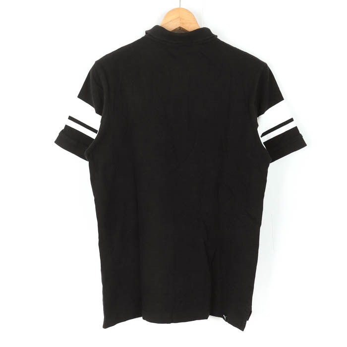 プーマ ポロシャツ トップス 半袖 ボーダー柄 ゴルフウエア コットン メンズ Sサイズ 黒×白 PUMA_画像2