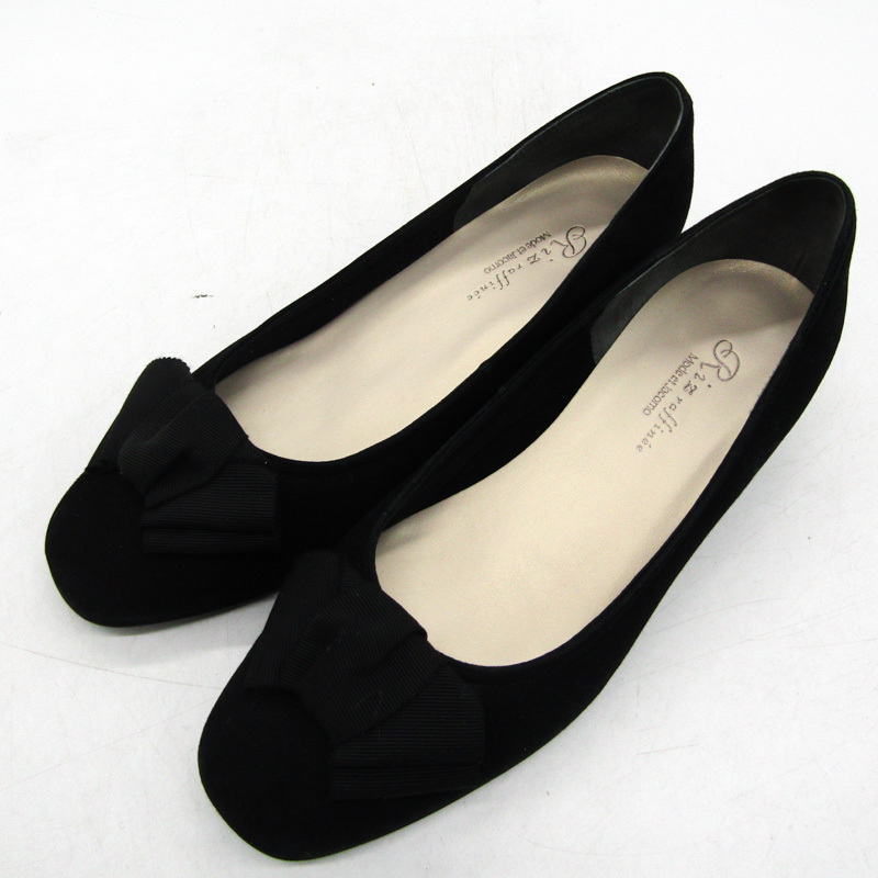 リズラフィーネ パンプス スクエアトゥ ブランド シューズ 靴 日本製 黒 レディース 24サイズ ブラック Riz raffinee_画像1