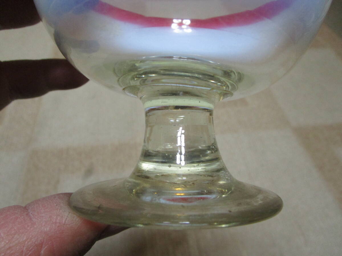 ビンテージレトロアンティーク 和ガラス 吹きガラス 氷コップ1個 無傷 赤白ぼかし直径約10.3cm高さ約8.7cm追加画像有ヤマト着払い発送の画像10