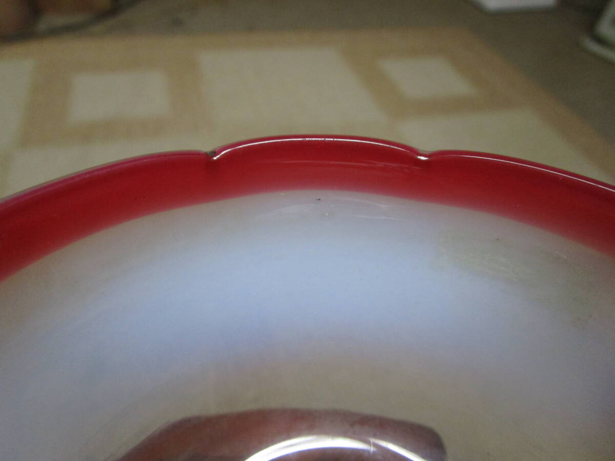 ビンテージレトロアンティーク 和ガラス 吹きガラス 氷コップ1個 無傷 赤白ぼかし直径約10.3cm高さ約8.7cm追加画像有ヤマト着払い発送の画像7