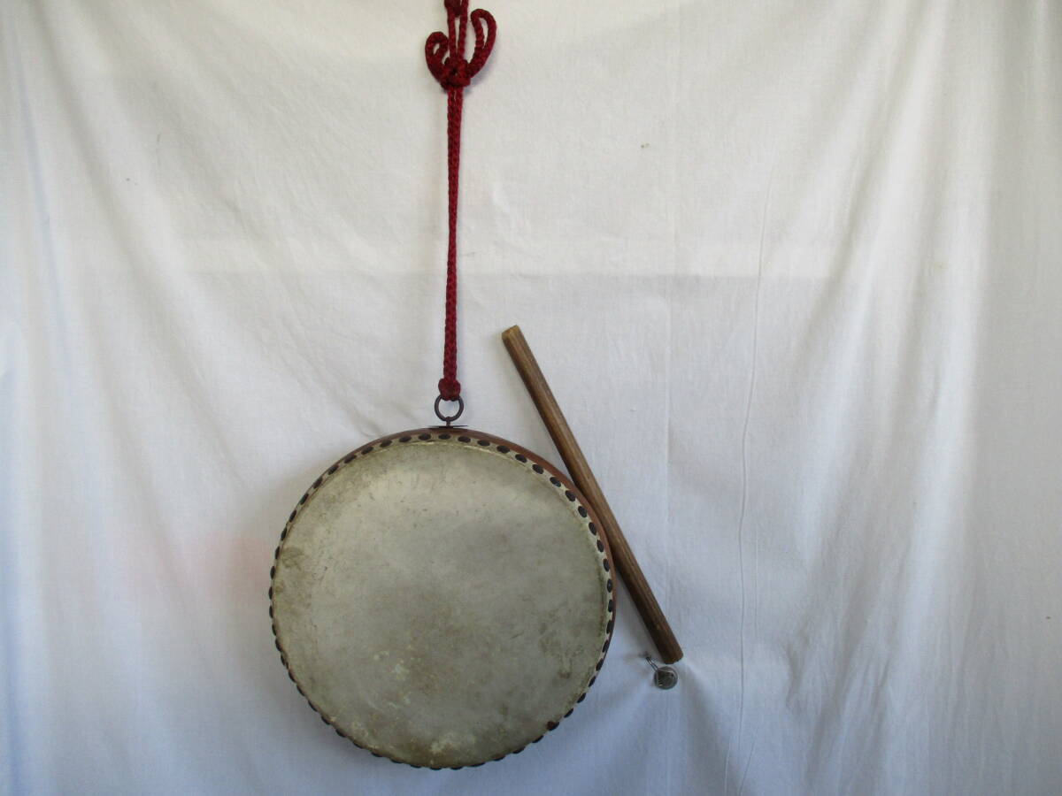  futoshi hand drum flat futoshi hand drum Japanese drum traditional Japanese musical instrument old tool 