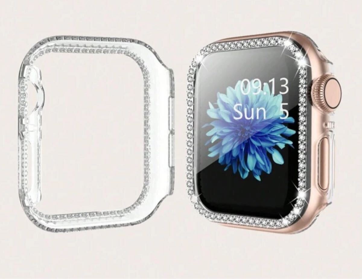 新品未使用◆アップルウォッチ カバー Apple watch series 4/5/6/SE 40mm ケース キラキラ ラインストーン 高級_画像2