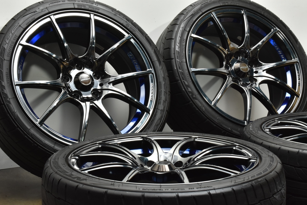 【良好品】WedsSport SA-10R 18in 7.5J +45 PCD114.3 ニットー NT555 G2 225/40R18 クラウン マークX オデッセイ アコード スカイライン_画像2