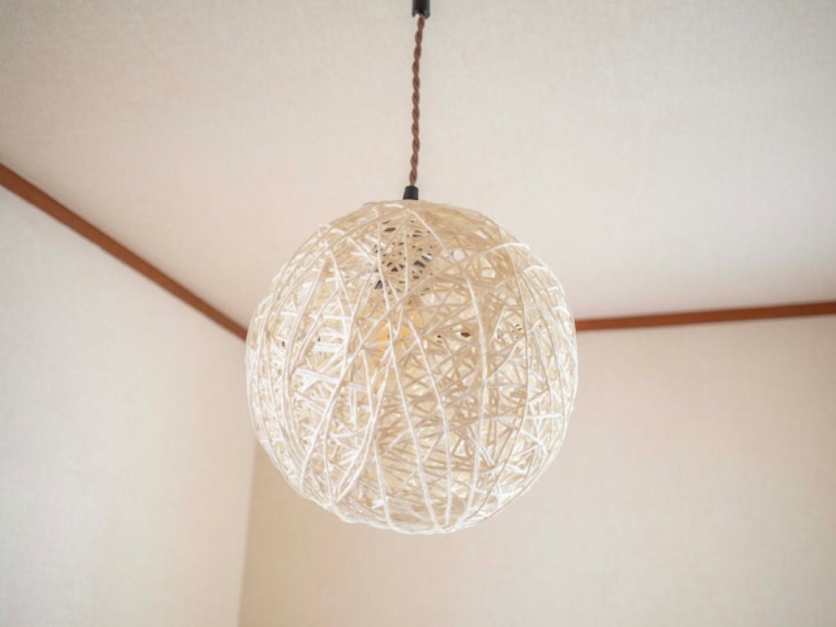 紙紐で作ったシーリングライト　LEDエジソン電球付き　 ペンダントライト 天井照明 インテリア照明