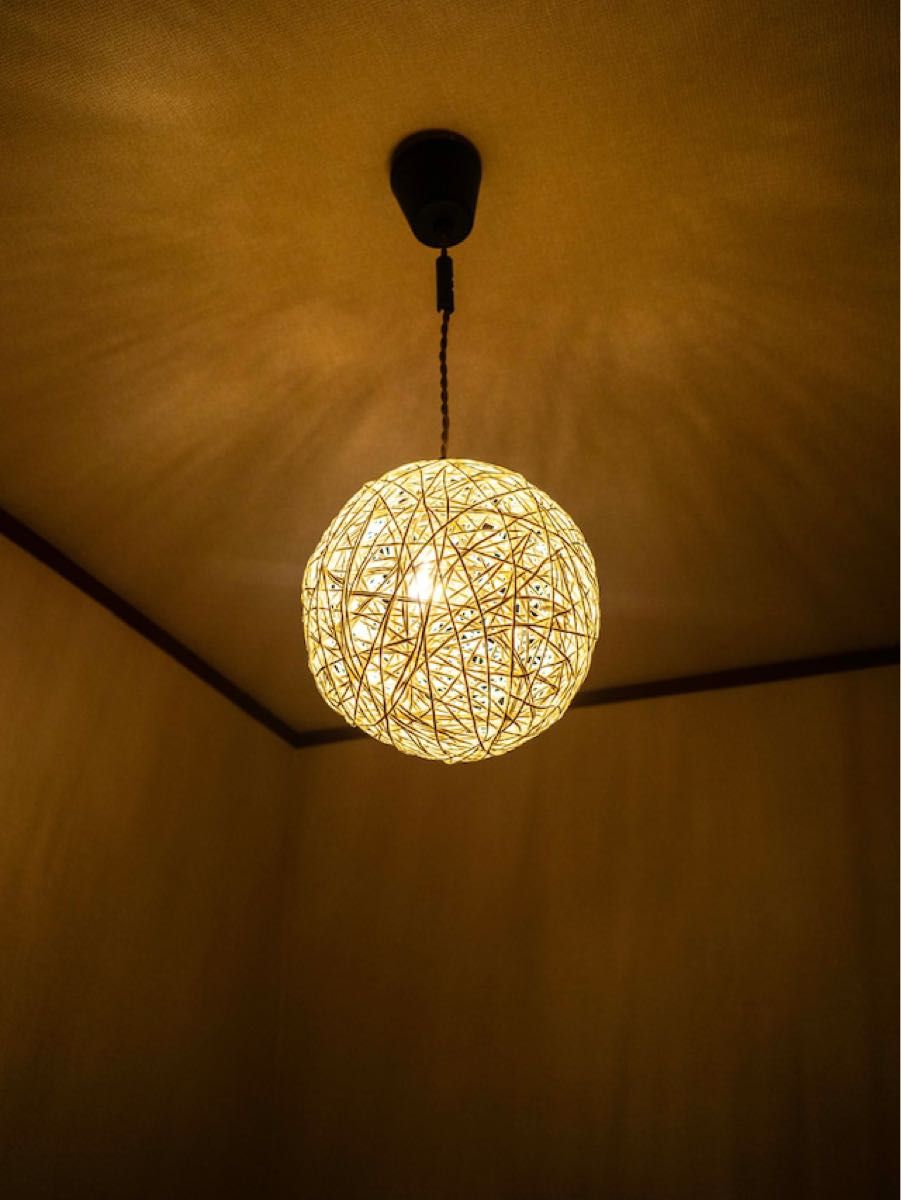 紙紐で作ったシーリングライト　LEDエジソン電球付き　 ペンダントライト 天井照明 インテリア照明