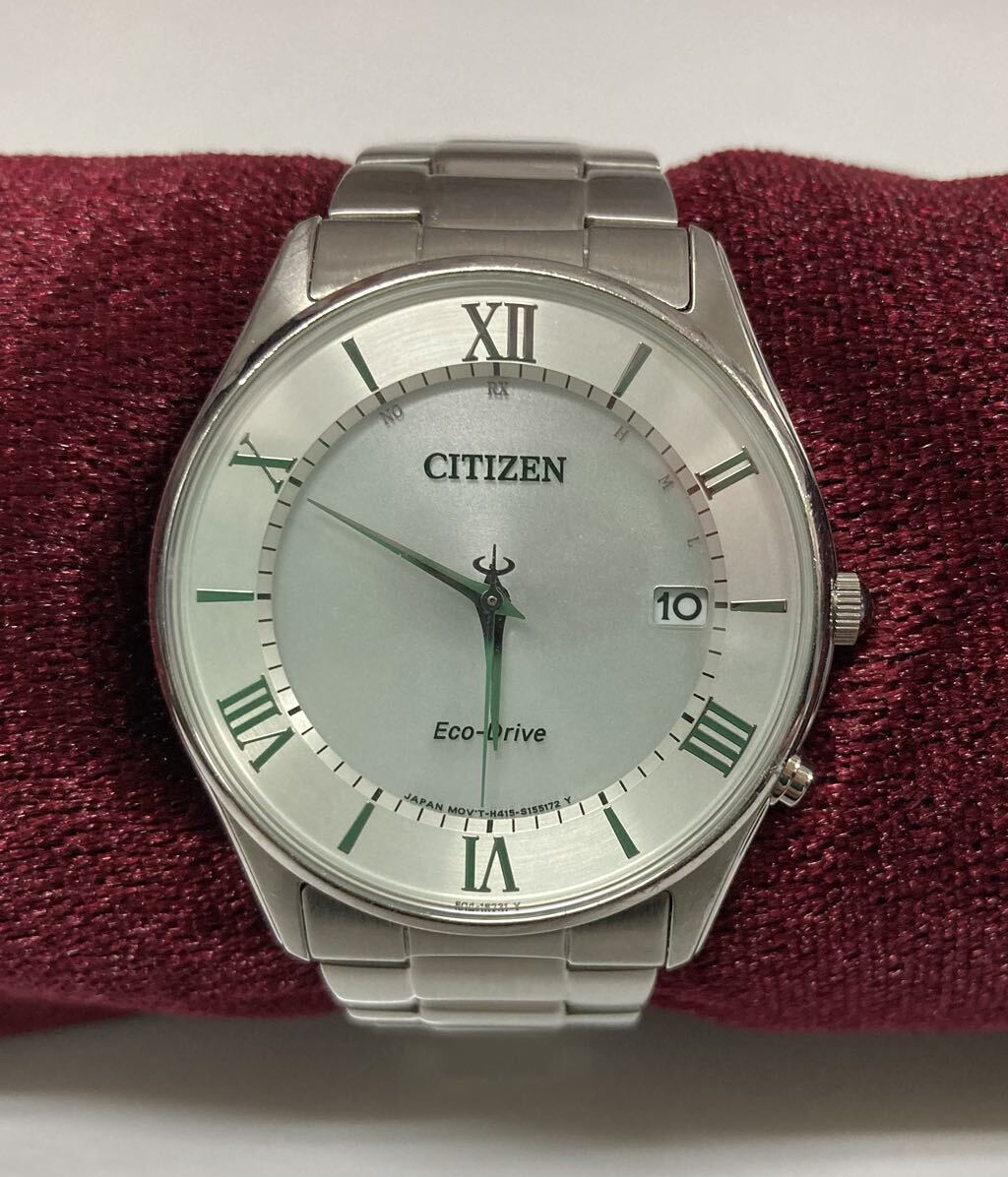 稼働品 良品♪ シチズン エコドライブ 電波ソーラー デイト H415 腕時計 CITIZEN Eco Drive レトロ アンティーク（管理KT266）_画像1