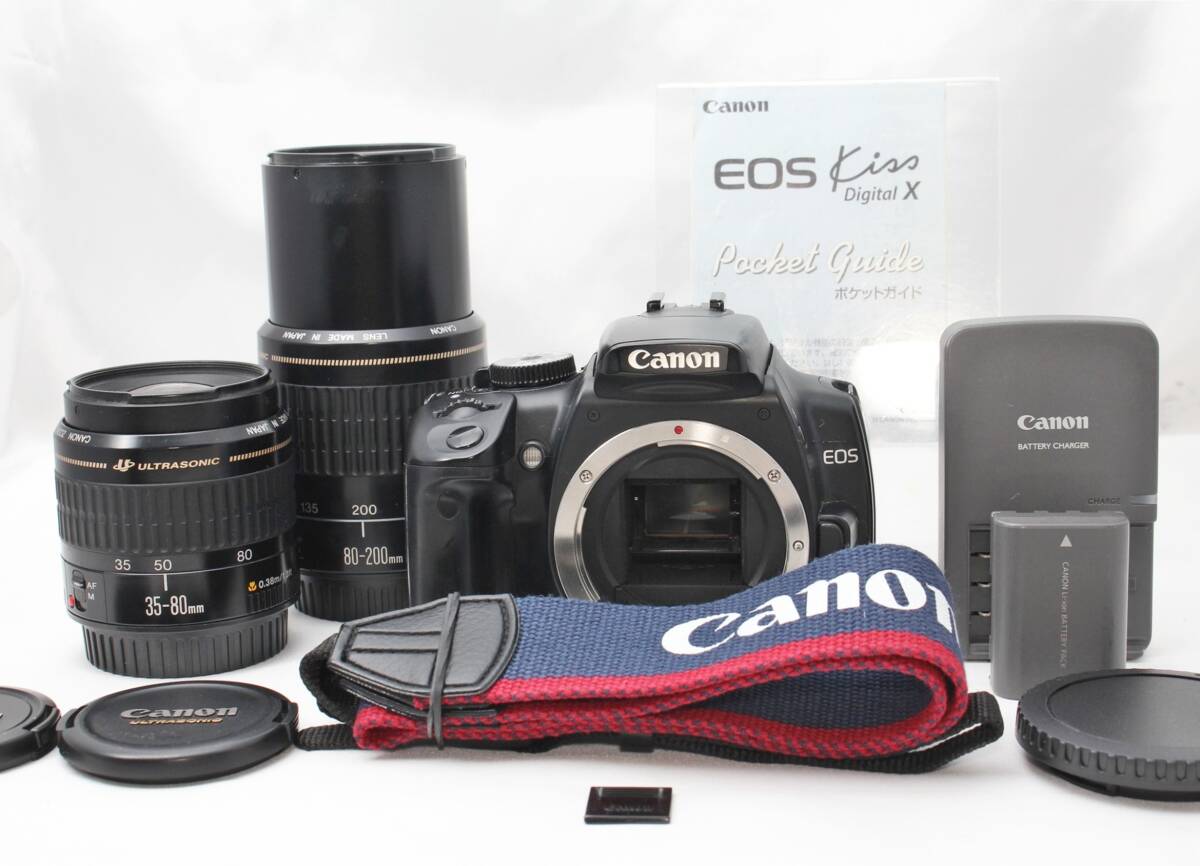 ★【限定！美品 スターティングセット】 Canon EOS Kiss Digital X ★ EF35-80mm USM EF80-200mm USM 20240503の画像1